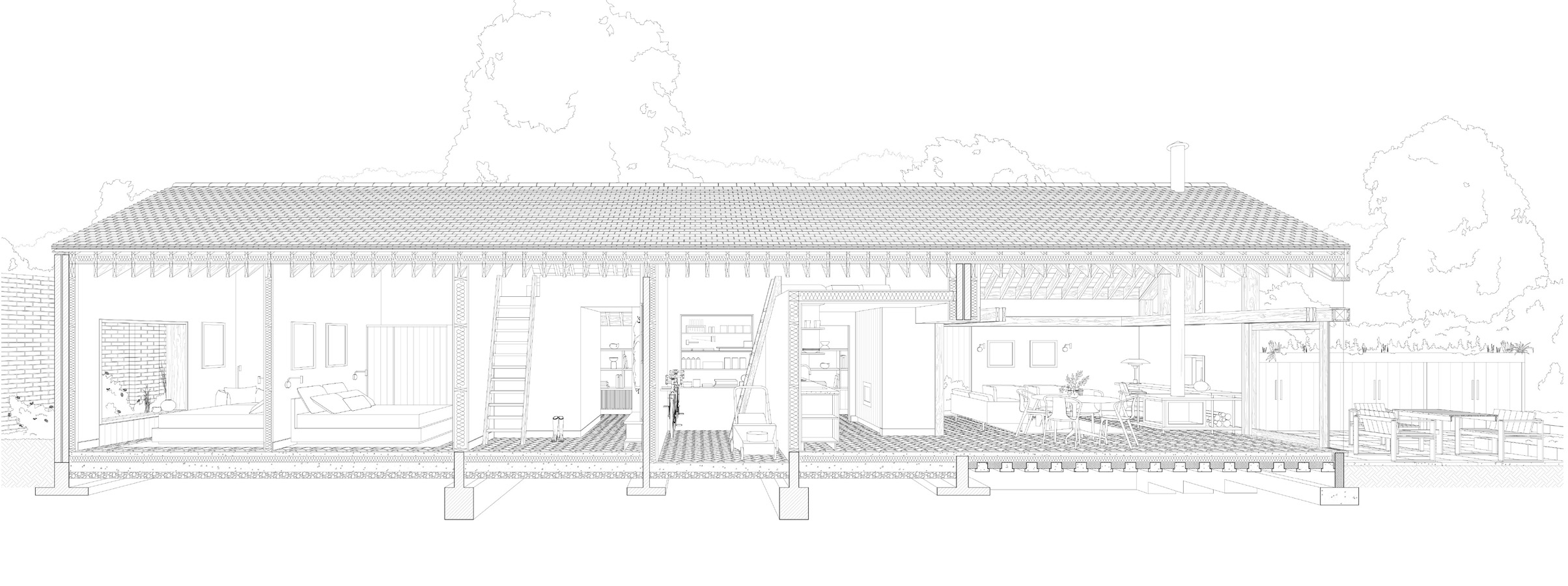 Axonometric Rectangular Shed Manea Kella — Rural Retreat